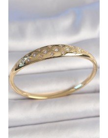 Pirinç Gold Renk Zirkon Taşlı Yıldız İşlemeli Kadın Kelepçe