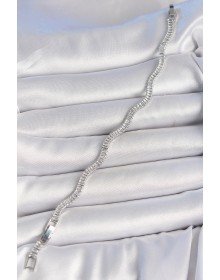 Pirinç Gümüş Renk Su Yolu Zirkon Taşlı Model Kadın Bileklik