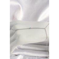 Pirinç Gümüş Renk Su Yolu Zirkon Taşlı Mavi Taş Detaylı Kadın Şahmeran