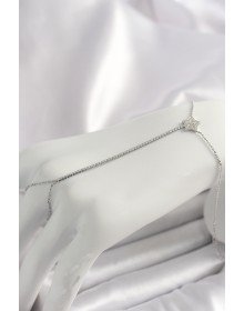 Pirinç Gümüş Renk Su Yolu Zirkon Taşlı Yıldız Model Kadın Şahmeran