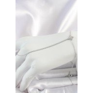 Pirinç Gümüş Renk Su Yolu Zirkon Taşlı İşlemeli Yonca Model Kadın Şahmeran