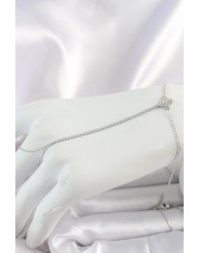 Pirinç Gümüş Renk Su Yolu Zirkon Taşlı İşlemeli Yonca Model Kadın Şahmeran