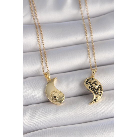 316L Çelik Gold Renk Zincir Zirkon Taşlı Ying Yang Model Gün Batımı İşlemeli Arkadaşlık Kadın Kolye 316L Çelik Gold Renk Zincir Zirkon Taşlı Ying Yang Model Gün Batımı İşlemeli Arkadaşlık Kadın Kolye
