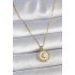 316L Çelik Gold Renk Zincir Beyaz Mineli Hilal İşlemeli Madalyon Model Kadın Kolye