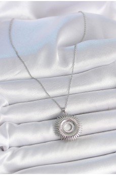 316L Çelik Gümüş Renk Zincir Zirkon Taşlı Nova Yıldız Model Kadın Kolye