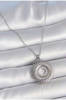 316L Çelik Gümüş Renk Zincir Zirkon Taşlı Nova Yıldız Model Kadın Kolye