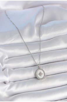 316L Çelik Gümüş Renk Zincir Beyaz Mineli Kutup Yıldız İşlemeli Madalyon Model Kadın Kolye 316L Çelik Gümüş Renk Zincir Beyaz Mineli Kutup Yıldız İşlemeli Madalyon Model Kadın Kolye