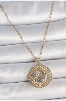 316L Çelik Gold Renk Mix Renk Ay Güneş Model Kadın Kolye
