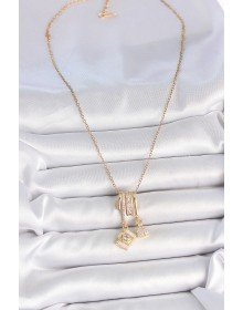 316L Çelik Gold Renk Zirkon Taşlı Sallantı Fotoğraf Makinası Figür Charm Kadın Kolye