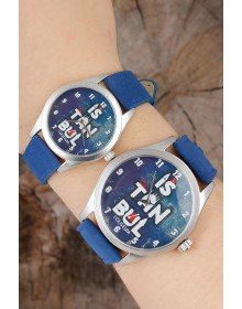 İstanbul Tasarım Lacivert Deri Kordonlu Sevgili Saatleri