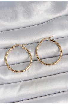 316 Çelik Gold Renk 27 mm Halka Model Kadın Küpe