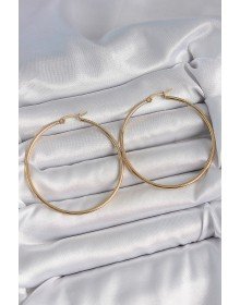 316 Çelik Gold Renk 53 mm Halka Model Kadın Küpe