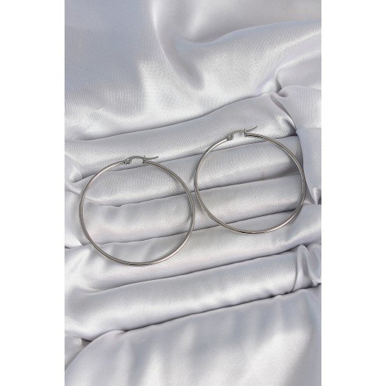 316 Çelik Gümüş Renk 53 mm Halka Model Kadın Küpe 316 Çelik Gümüş Renk 53 mm Halka Model Kadın Küpe