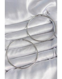 316 Çelik Gümüş Renk 63 mm Halka Model Kadın Küpe