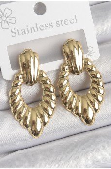 316 Çelik Gold Renk İşlemeli Motiif Model Kadın Küpe