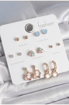 Pirinç Gold Renk Zirkon Taşlı Sallantı Halka Figür Kalp Detay 7 Çift Kadın Küpe Pirinç Gold Renk Zirkon Taşlı Sallantı Halka Figür Kalp Detay 7 Çift Kadın Küpe