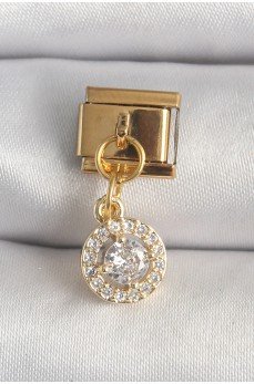 316L Çelik Gold Renk Sallantı Daire Zirkon Taşlı Nomination Charm 316L Çelik Gold Renk Sallantı Daire Zirkon Taşlı Nomination Charm