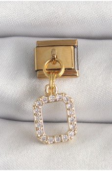 316L Çelik Gold Renk Sallantı Kare Zirkon Taşlı Nomination Charm 316L Çelik Gold Renk Sallantı Kare Zirkon Taşlı Nomination Charm