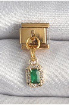 316L Çelik Gold Renk Sallantı Kare Yeşil Zirkon Taşlı Nomination Charm 316L Çelik Gold Renk Sallantı Kare Yeşil Zirkon Taşlı Nomination Charm