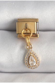 316L Çelik Gold Renk Sallantı Damla Zirkon Taşlı Nomination Charm 316L Çelik Gold Renk Sallantı Damla Zirkon Taşlı Nomination Charm