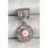 316L Çelik Gümüş Renk Sallantı Zirkon Taşlı Pembe Göz Model Nomination Charm