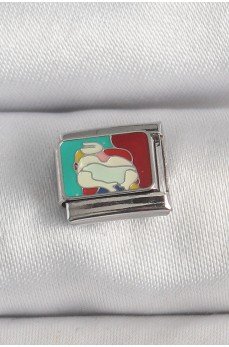 316L Çelik Gümüş Renk Renkli Portre Model Nomination Charm