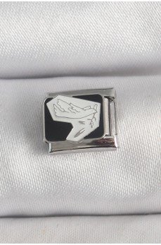 316L Çelik Gümüş Renk Siyah Beyaz Kuş İşlemeli Nomination Charm