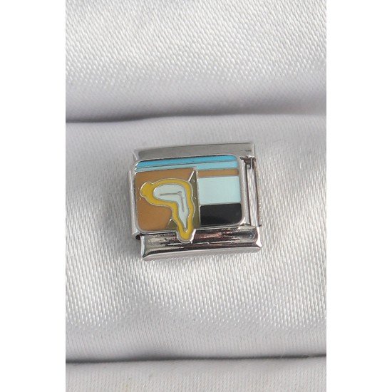 316L Çelik Gümüş Renk Renkli Portre Model Nomination Charm