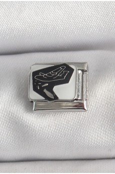 316L Çelik Gümüş Renk Beyaz Siyah Uçak İşlemeli Portre Model Nomination Charm