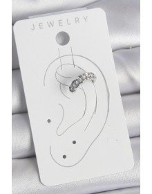 Pirinç Gümüş Renk Zirkon Taşlı Kıkırdak Model Kadın Küpe