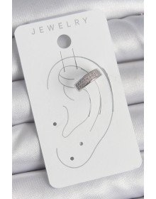 Pirinç Gümüş Renk Zirkon Taşlı Kıkırdak Model Kadın Küpe