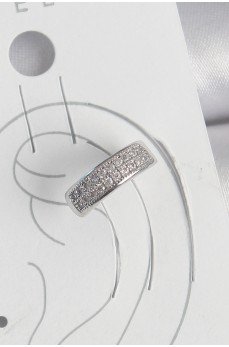 Pirinç Gümüş Renk Zirkon Taşlı Kıkırdak Model Kadın Küpe