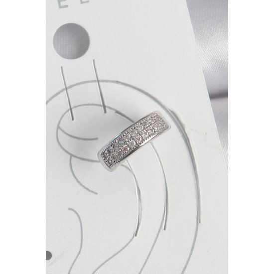 Pirinç Gümüş Renk Zirkon Taşlı Kıkırdak Model Kadın Küpe