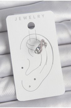 Pirinç Gümüş Renk Zirkon Taşlı Zincir Sonsuzluk Model Kadın Kıkırdak Küpe