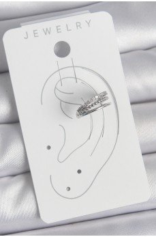 Pirinç Gümüş Renk Zirkon Taşlı 3'Lü Sıralı Model Kadın Kıkırdak Küpe