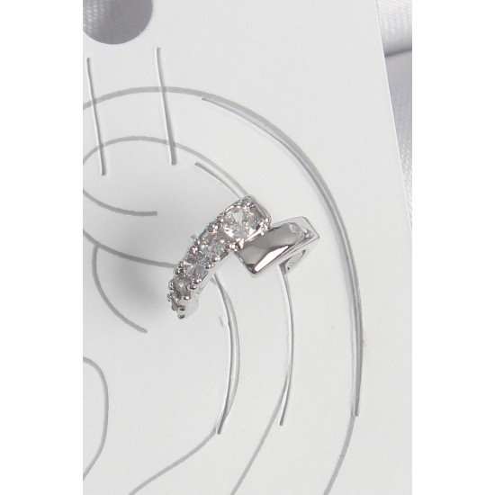 Pirinç Gümüş Renk Zirkon Taşlı Kadın Kıkırdak Küpe