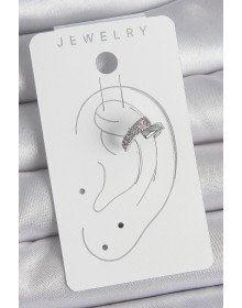 Pirinç Gümüş Renk Zirkon Taşlı Kadın Kıkırdak Küpe