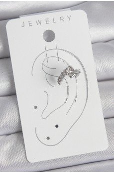 Pirinç Gümüş Renk Zirkon Taşlı Kadın Kıkırdak Küpe