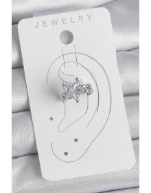 Pirinç Gümüş Renk Zirkon Taşlı Yıldız Model Kadın Kıkırdak Küpe