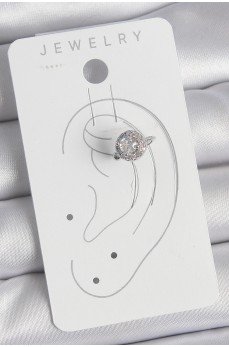 Pirinç Gümüş Renk Zirkon Taşlı Kadın Kıkırdak Model Küpe