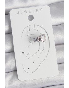 Pirinç Gümüş Renk Kare Zirkon Taşlı Kadın Kıkırdak Model Küpe