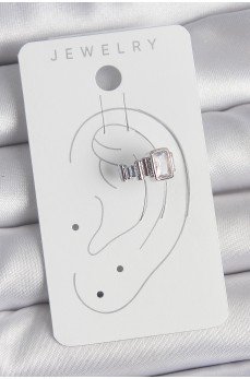 Pirinç Gümüş Renk Kare Zirkon Taşlı Kadın Kıkırdak Model Küpe