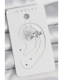 Pirinç Gümüş Renk Zirkon Taşlı Yıldız Model Kadın Kıkırdak Küpe