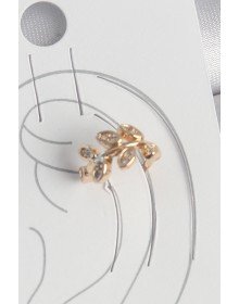 Pirinç Gold Renk Zirkon Taşlı Yaprak Model Kadın Kıkırdak Küpe