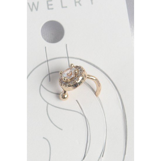 Pirinç Gold Renk Zirkon Taşlı Kadın Kıkırdak Küpe