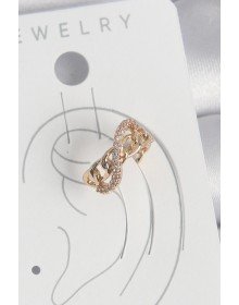 Pirinç Gold Renk Zirkon Taşlı Sonsuzluk Zincir Model Kadın Kıkırdak Küpe