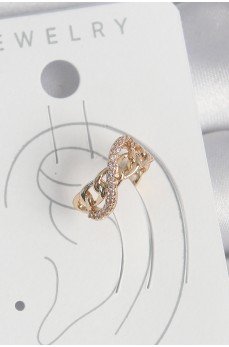 Pirinç Gold Renk Zirkon Taşlı Sonsuzluk Zincir Model Kadın Kıkırdak Küpe