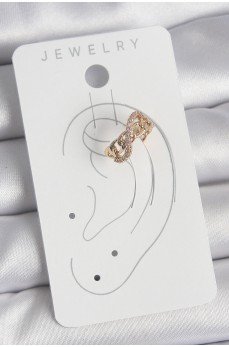 Pirinç Gold Renk Zirkon Taşlı Sonsuzluk Zincir Model Kadın Kıkırdak Küpe