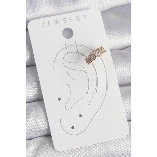 Pirinç Gold Renk Zirkon Taşlı Kadın Kıkırdak Küpe