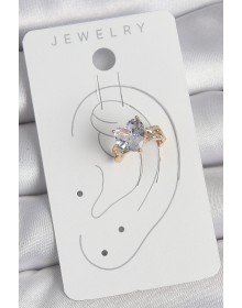 Pirinç Gold Renk Zirkon Taşlı Kalp Model Kadın Kıkırdak Küpe